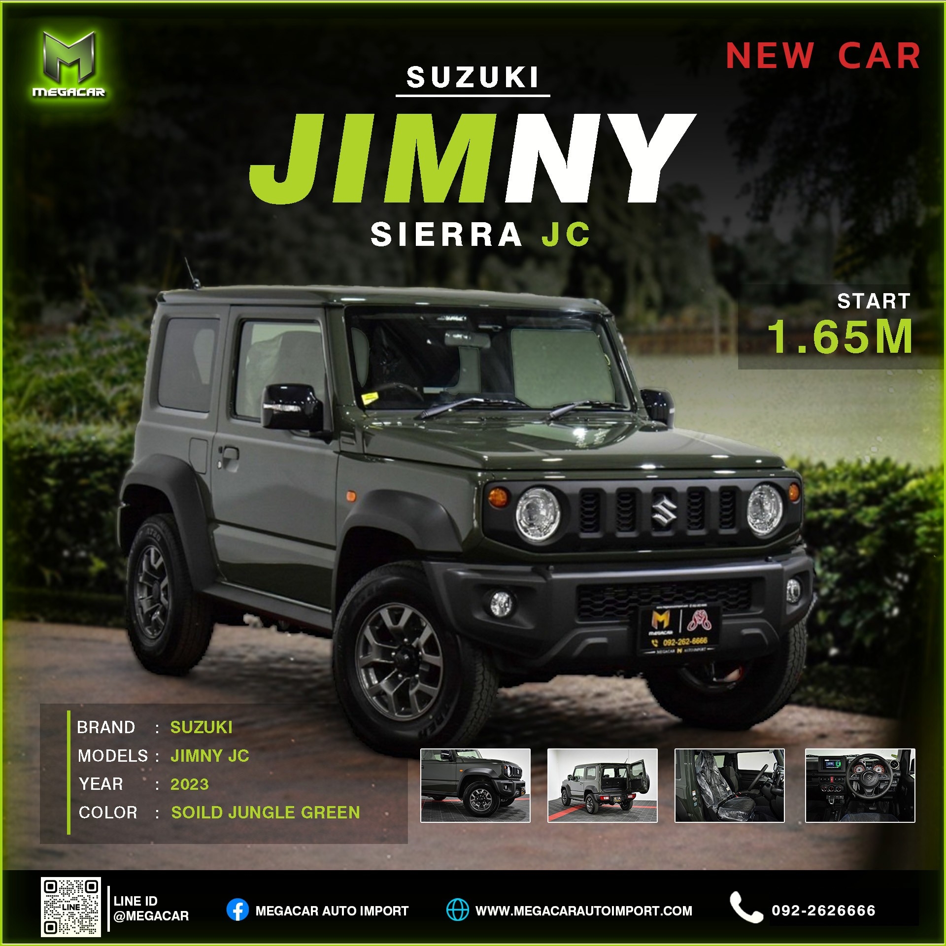 New Suzuki Jimny Sierra Jc สีเขียว Solid Jungle Green ปี 2024